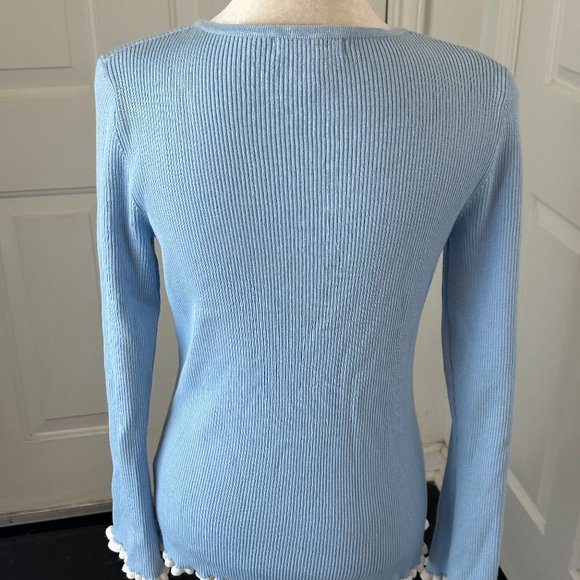 Calvin Klein Light Blue Round Neck Long Sleeve Blouse Sz M - Picture 6 of 11